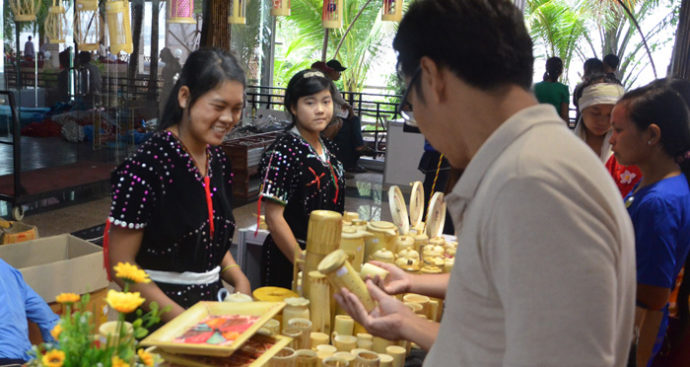 MIID’s Shan State Project bamboo craftsmen display their products at World Bamboo Day in Yangon